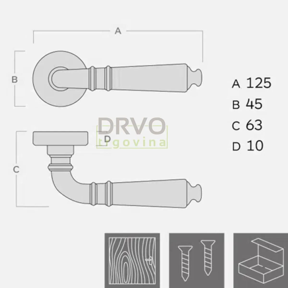 KVAKA AIDA DECO CRNA ROZETA KLJUČ 