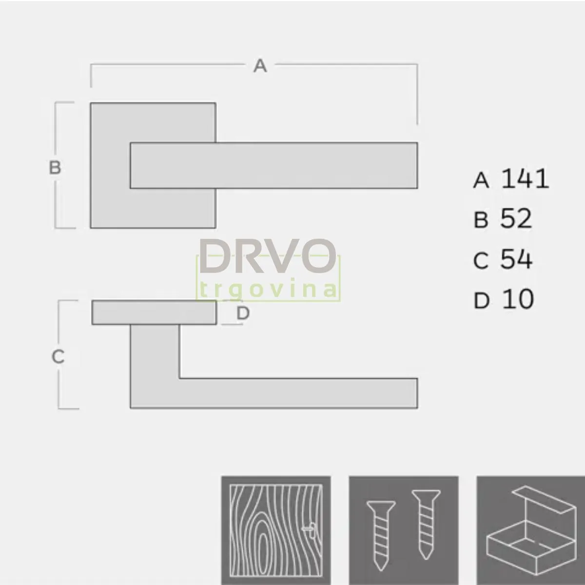 KVAKA QUADRO CRNA MAT ROZETA CILINDAR 20467 