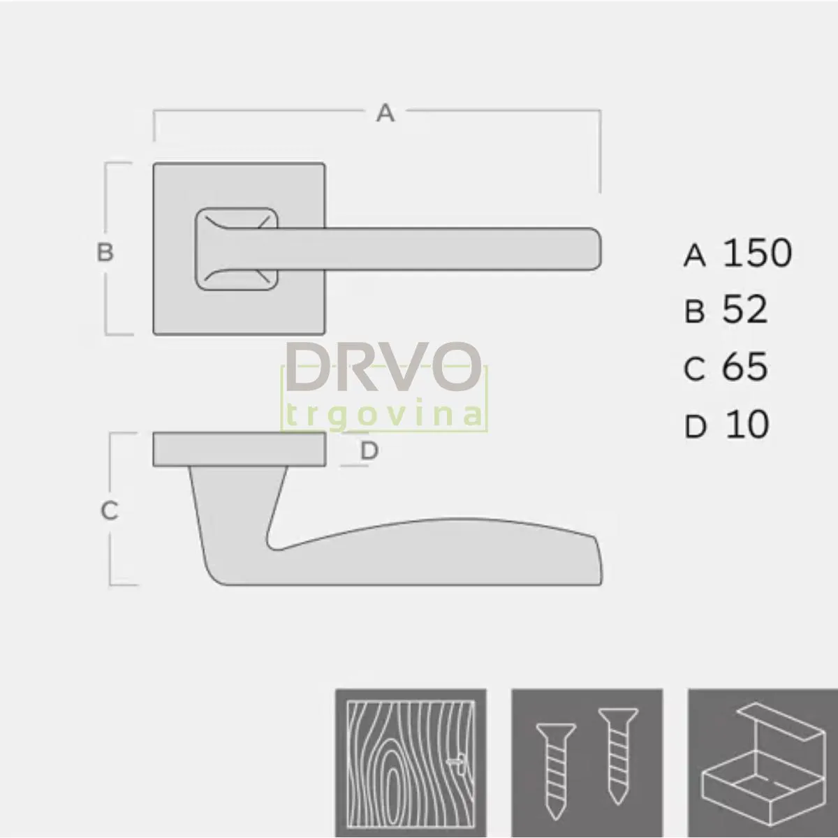 KVAKA ELITE KROM MAT KVAD.ROZETA KLJUČ 20010 110105 