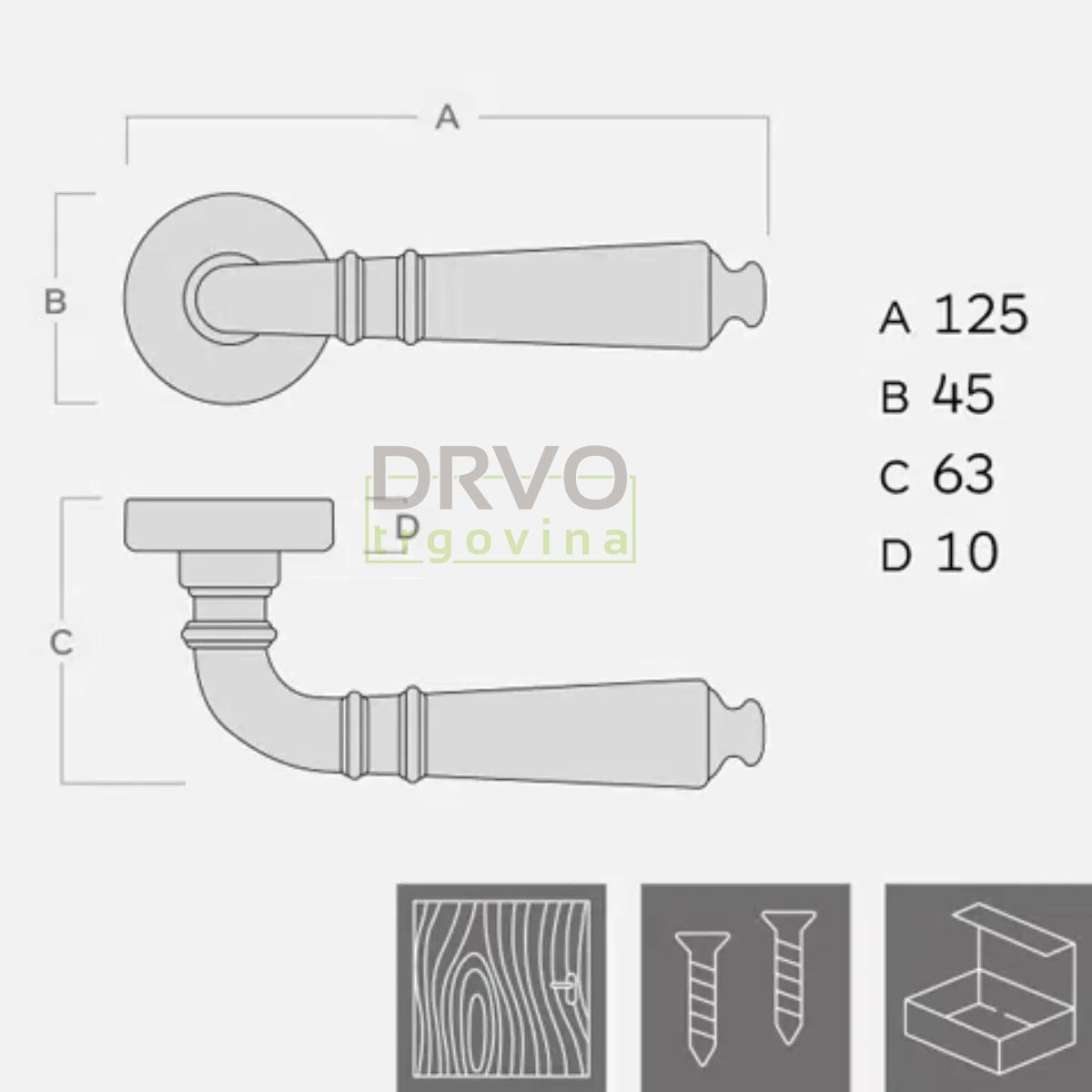 KVAKA AIDA DECO CRNA ROZETA KLJUČ 30406 