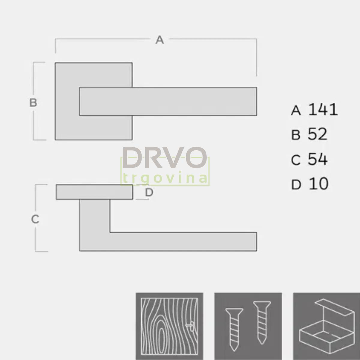 KVAKA QUADRO KROM MAT ROZETA CILINDAR 20025 