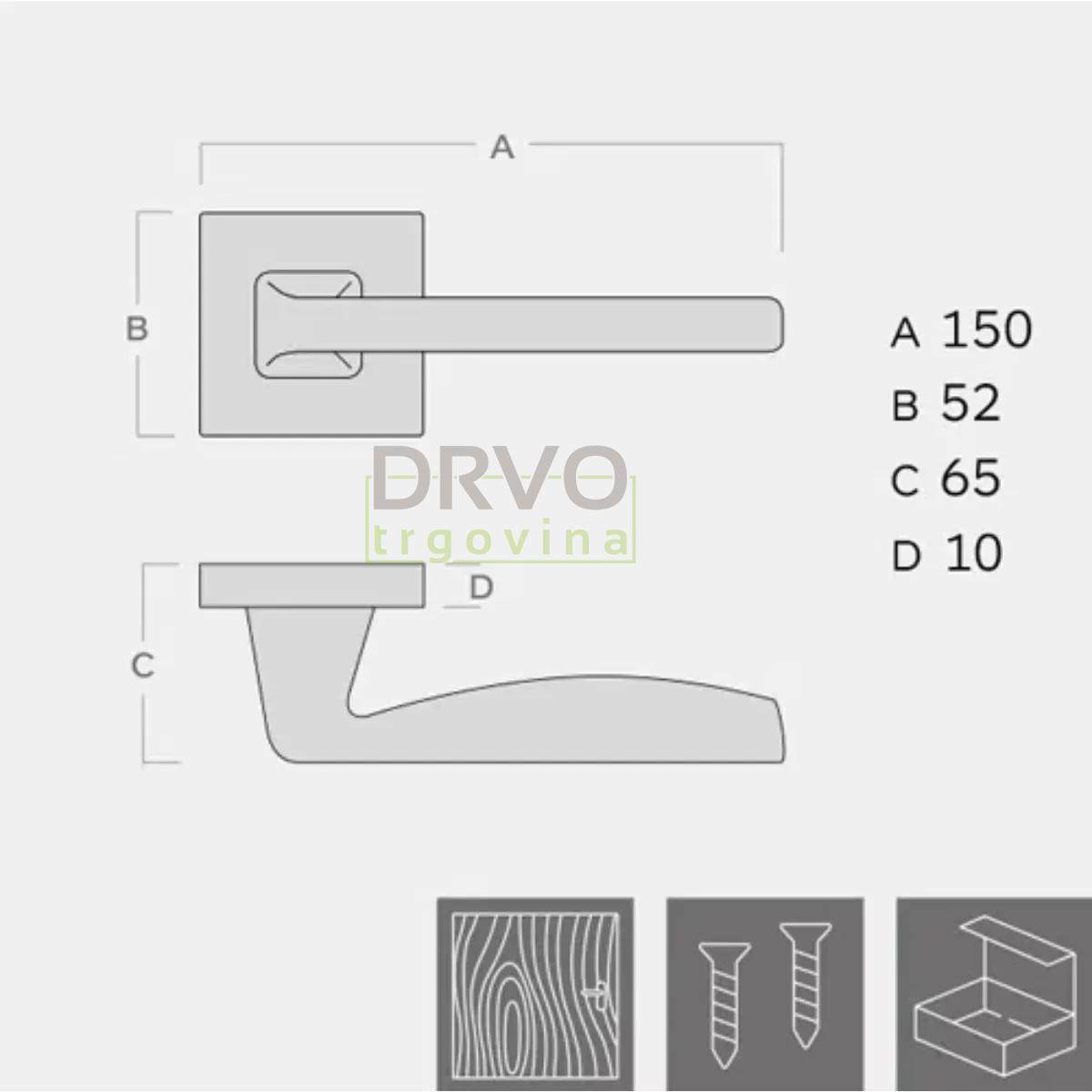 KVAKA ELITE KROM MAT ROZETA KLJUČ 20010 