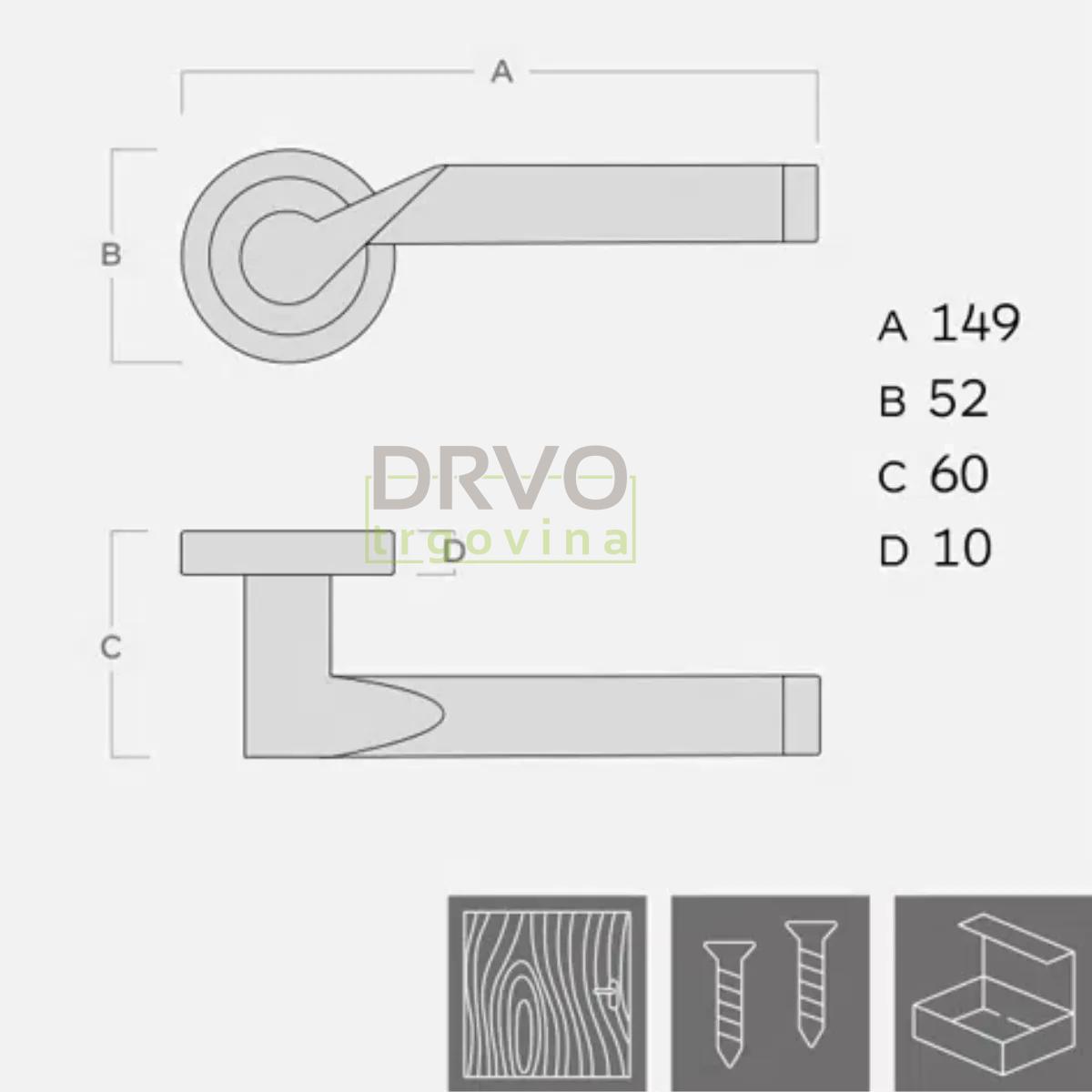 KVAKA BI-COLOR III NIKL/KROM ROZETA SOBNI KLJUČ 13586 