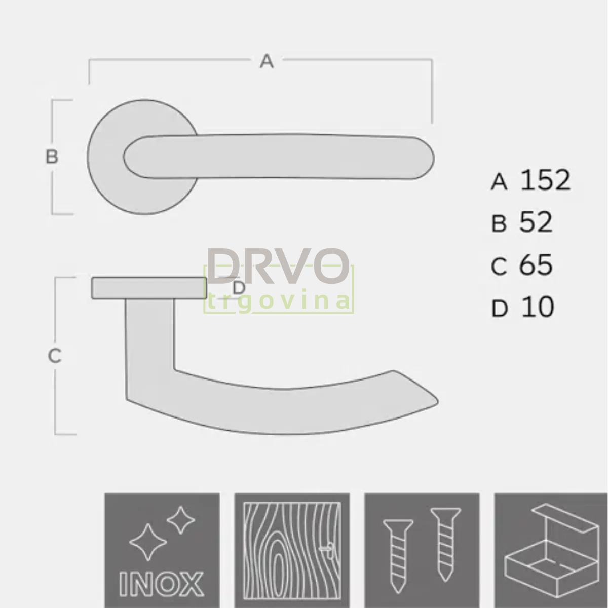 KVAKA KUBO INOX ROZETA KLJUČ 19122 