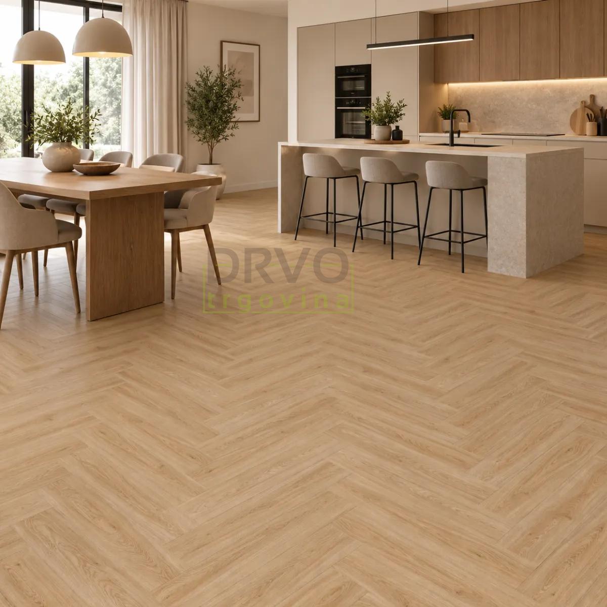 SPC VINIL 4+1mm/KL.33 HERRINGBONE RIBLJA KOST HRAST CALMA s podlogom p=A+B=1,47m2 